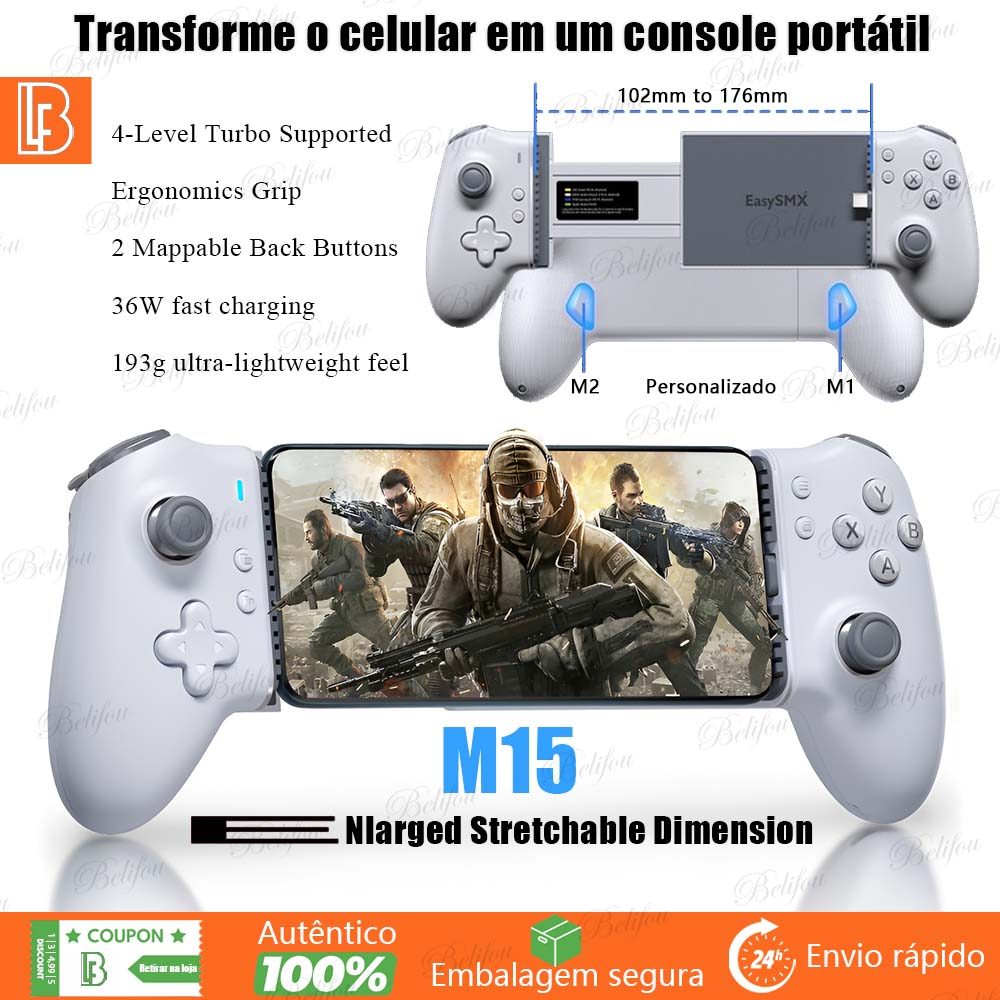 M15 Gamepad Telescópico Tipo C Controlador de Jogo Para Android iPhone Bluetooth Cloud Gaming Compatível Xbox Game Pass