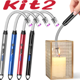 Kit 2 Isqueiro de Plasma USB Recarregável Acendedor Elétrico Flexível 360° para Fogão Vela e Churrasco
