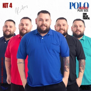 Kit 5 Camisa Gola Polo Plus Size Com Bolso Masculina Ótimo Acabamento