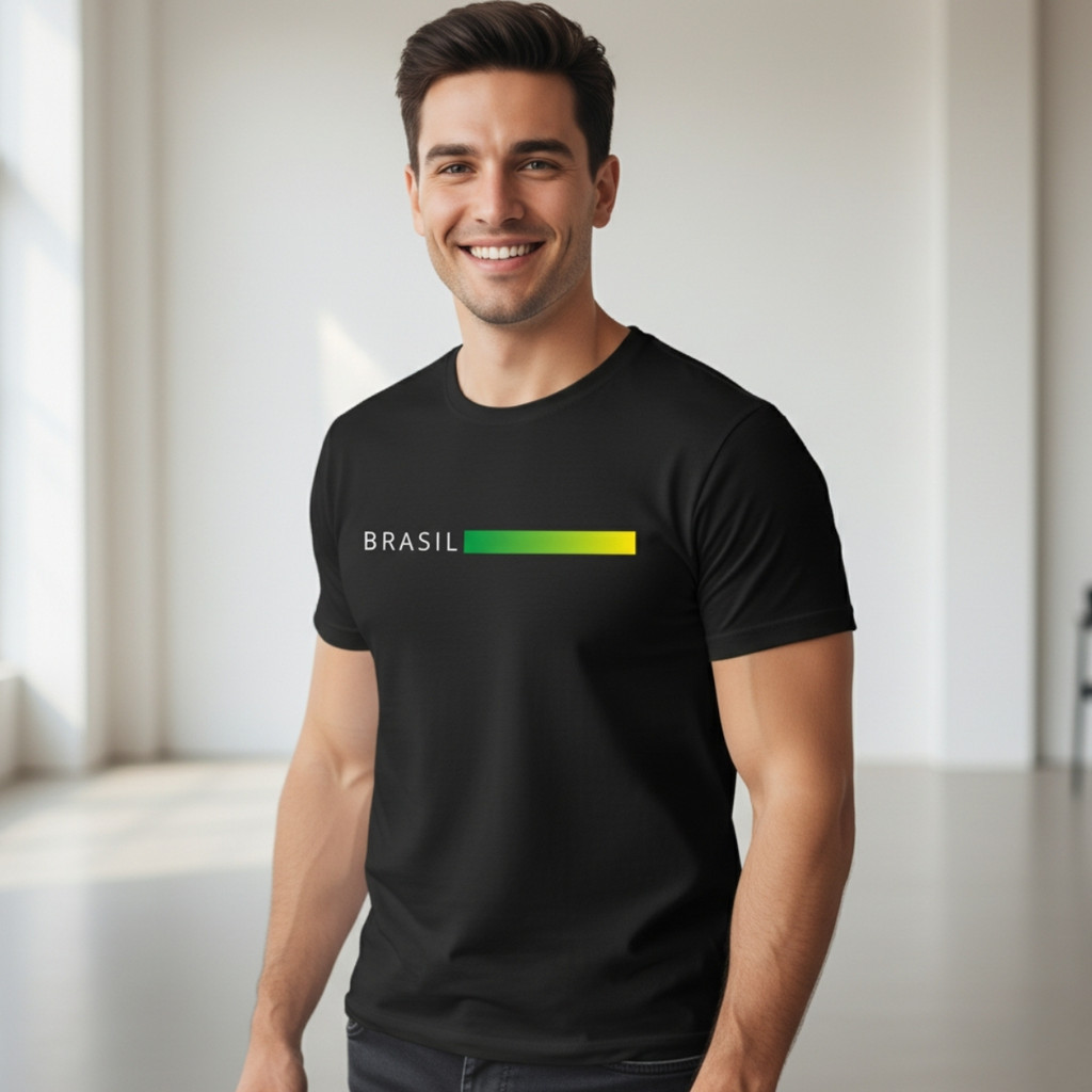 Camiseta Fresca Básica Casual Brasil Moderno 100% Algodão Confortável Respirável em Oferta na Shopee