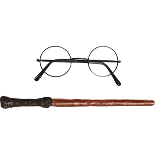Acessório Varinha & Óculos Bruxo Harry Potter para Fantasia