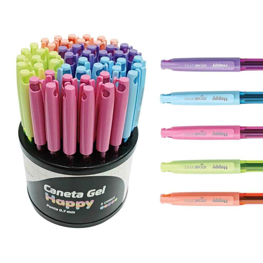 HAPPY Caneta Gel Happy 0.7 Colorida - Display C/ 50 Unidades Sortidas