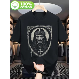 Camiseta Unissex Vlad the Impaler Gótico Dracula Vlad Tepes Medieval Escudo Estampa Confortável Estilosa Retrô