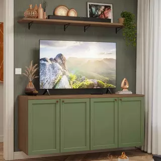 Rack para TV até 70 Polegadas + Prateleiras 160cm Vik Madesa 05 R em Oferta na Shopee