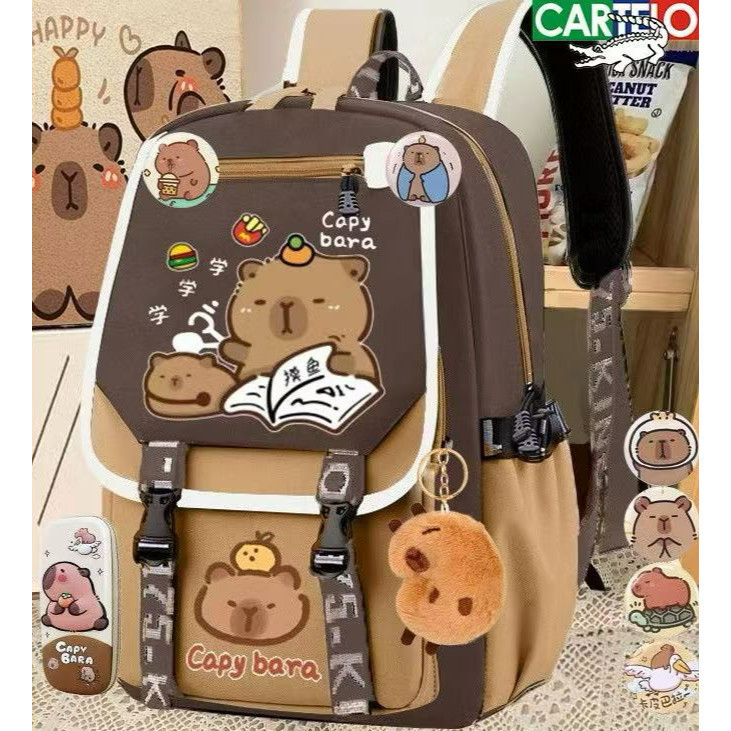 Mochila juvenil Capivara Feminina Escolar De Grande Capacidade