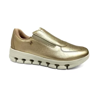 Tênis Usaflex Casual De Couro Slip On Am0901005 Ouro Light em Oferta na Shopee
