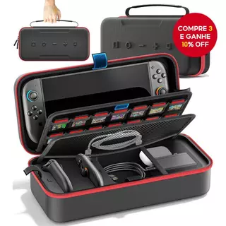 Estojo de Transporte para Nintendo Switch/OLED/Switch 2 Bolsa Portátil para Viagem, Compatível com Joy-Con, Adaptador,