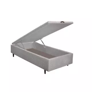 Box Baú Solteiro Herval Vivere, Molas, Jacquard Branco, 46x88x188 cm em Oferta na Shopee
