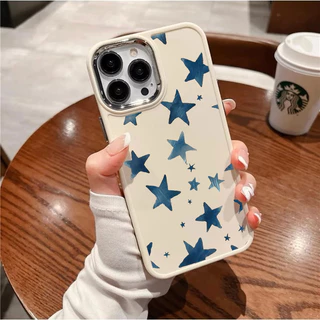 Capinha capa silicone Fosco Anti-impacto Padrão de estrela roxa IPhone 13 12 11 14 15 16 Pro MAX XR XS Caso