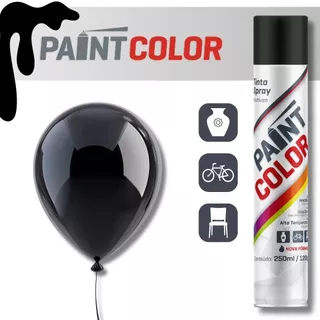 Paint Color Spray Preto Brilhante 250ml Uso Geral