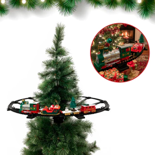 Trem Elétrico Árvore Natal Locomotiva Luxo Premium - Trenzinho Papai Noel Vermelho
