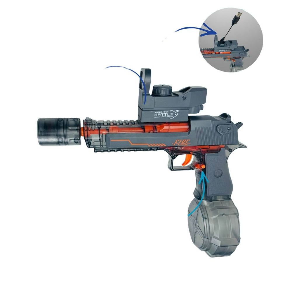 Pistola De Água Elétrica Transparente Desert Eagle