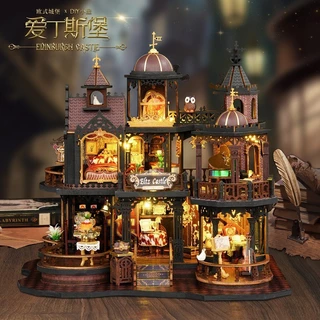Modelo De Casa De Cabine De Madeira DIY-Estilo Chinês Edinburgh Villa Presente Requintado Para Meninas