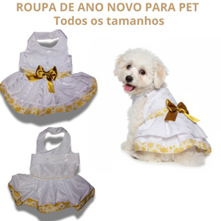Roupa para Pet ano novo laço dourado - Envio imediato - Cão e Gato