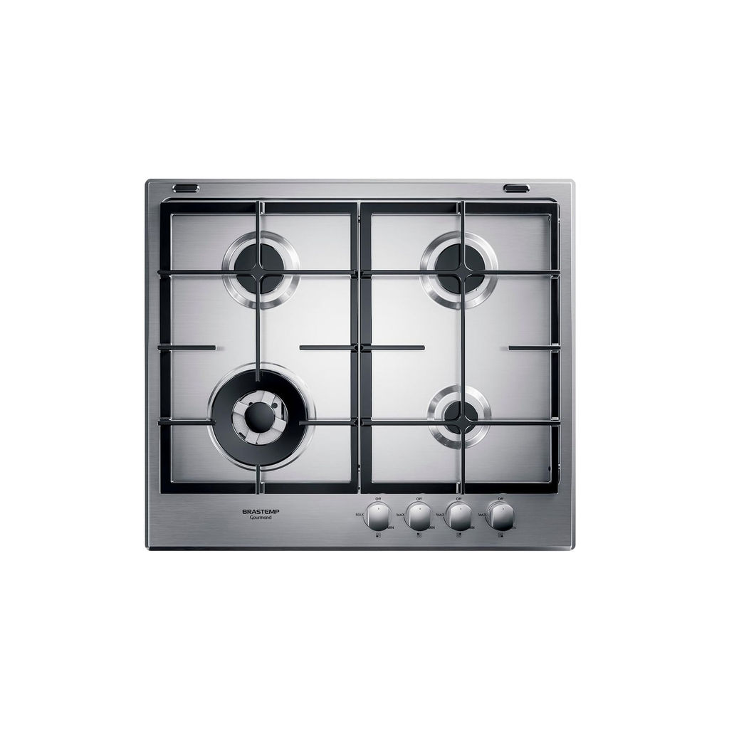 Cooktop 4 Bocas Brastemp Gourmand Inox com Duplachama e Trempe com ...