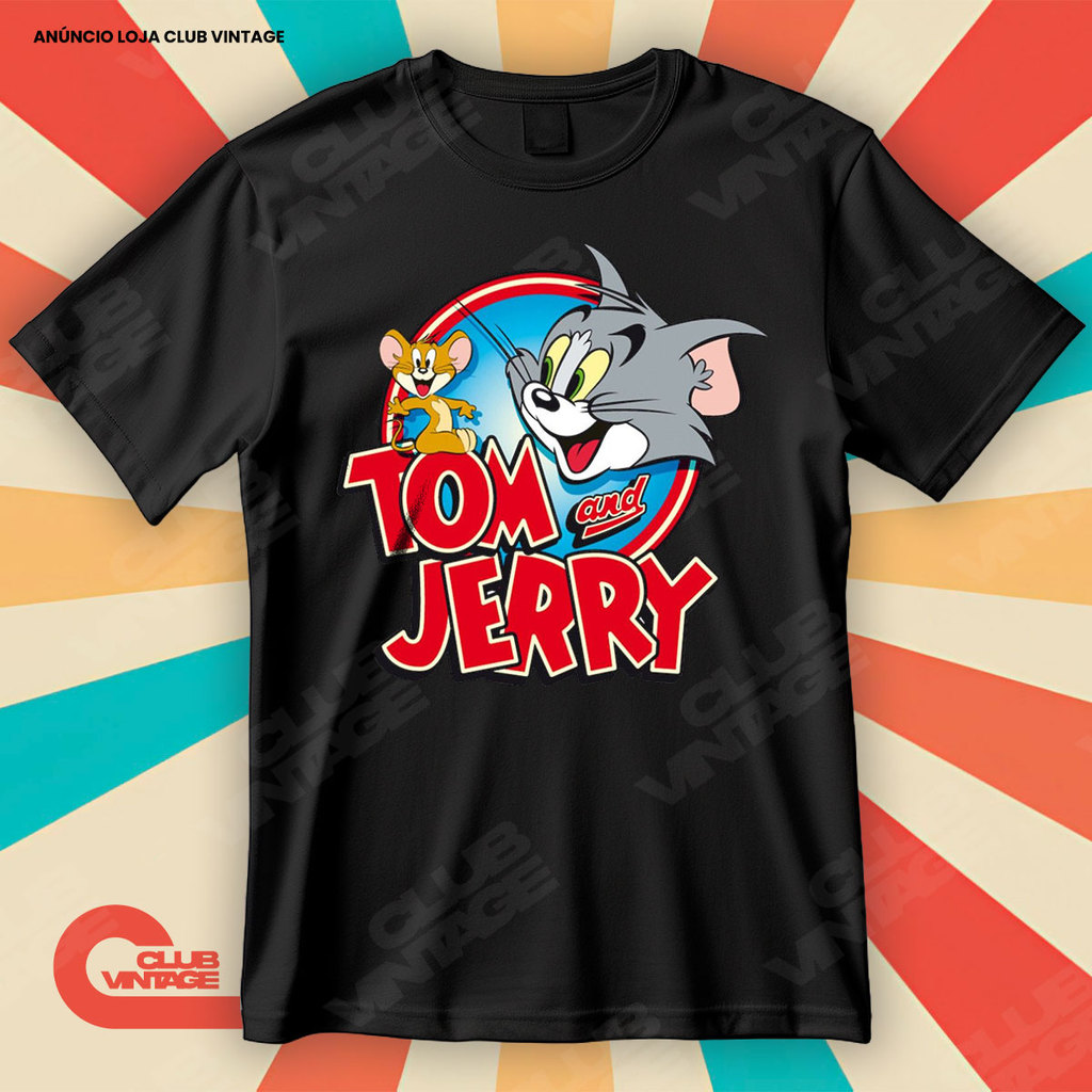 Camiseta Desenho Tom e Jerry Blusa Camisa Filmes e Séries 100% Algodão ...