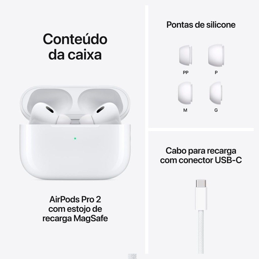 【正規品】Apple AirPods Pro 2 USB-C Fone de Ouvido Apple AirPods Pro 2 USB-C Cancelamento Ruído イヤホン