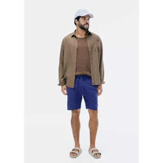 Bermuda Masculina Reta Com Linho em Oferta na Shopee