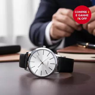  Relógio de Quartzo com Pulseira de Couro e Design Simples para Homens, Ideal para Negócios e Ocasiões Casuais