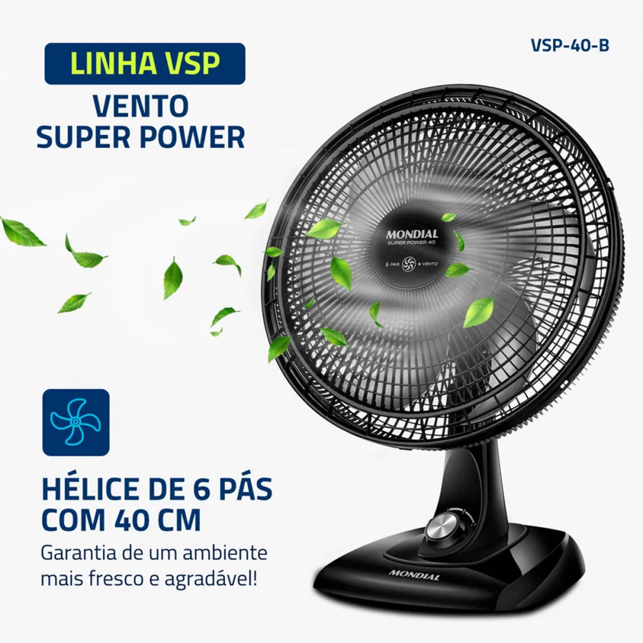 Ventilador Mondial Super Power 40cm 140W 220V Preto Alta Potência - foto 2