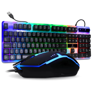 Kit Teclado Semi Mecânico Led Mouse Gamer 3200 Dpi 7 Botões