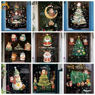 Adesivos De Vidro De Natal HOMEUVOE , Decalques Eletrostáticos De Vitrine De Papai Noel De Desenho Animado