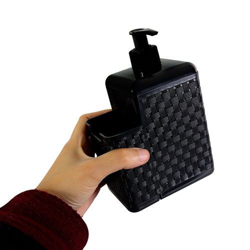 Suporte Porta Detergente Dispenser Bico Dosador Porta Esponja Rattan Preto Organizador Pia Cozinha