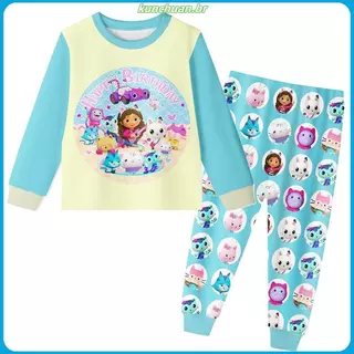 Roupas Para Bebês Meninas Gabby's Dollhouse Cartoon Movie Roupa De Dormir De Manga Comprida Terno De Pijama De 3 A 8 Ano em Oferta na Shopee