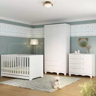 Quarto de Bebê Completo com Berço Americano 3 em 1 p/Colchão 130x70cm Dengo Multimóveis MP4592 em Oferta na Shopee