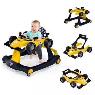 Andador de Bebê Costzon 4 em 1, Andador Dobrável com 3 Alturas e Velocidades Ajustáveis, Rodas com Piso, Assento Almofad