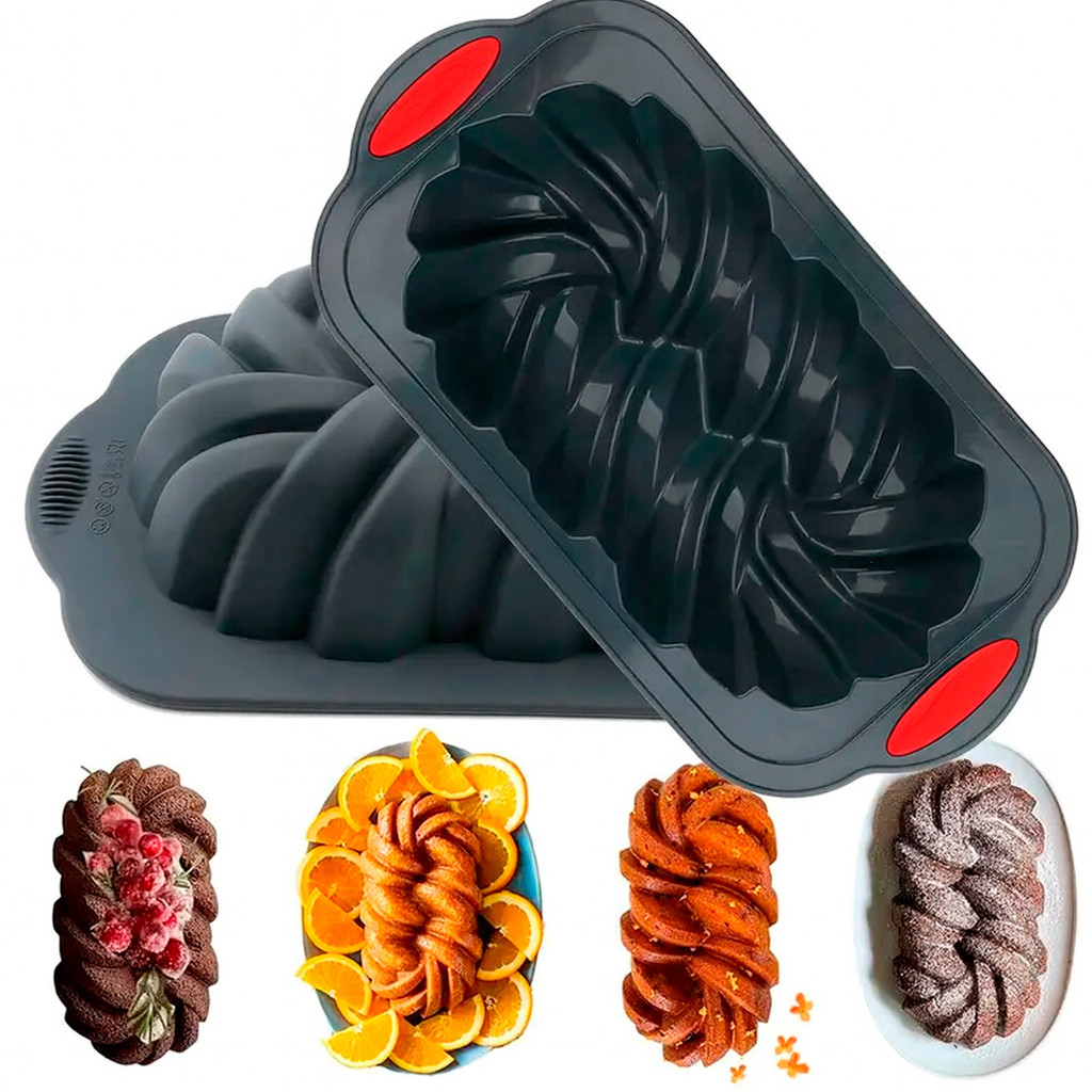Forma de Silicone Trançada Canelada Para Bolos, Pães e Sobre