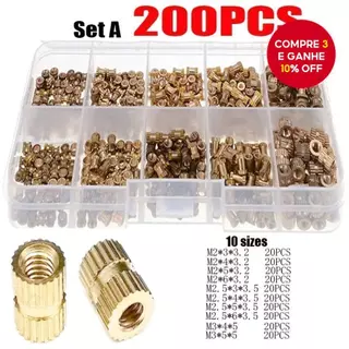 Um Conjunto De 200 Unidades M2 M2.5 M3 Kit De Porcas De Inserção Com Rosca De Latão | Fixador Embutido Em Knurl DP Varie