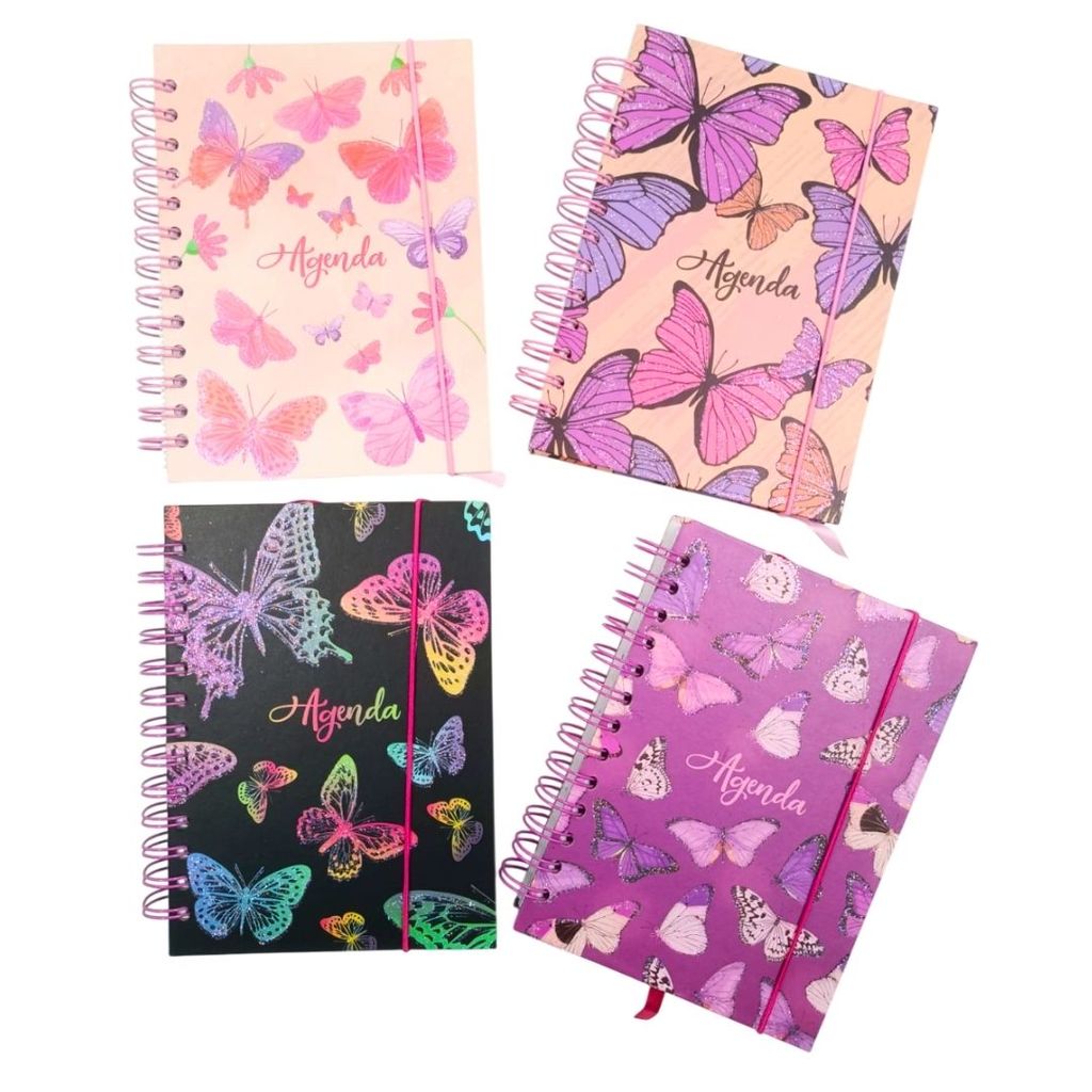 Agenda Permanente Grande Espiral Butterfly 13,7X18,7cmDcArte