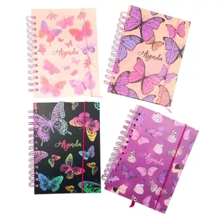 Agenda Permanente Grande Espiral Butterfly 13,7X18,7cmDcArte