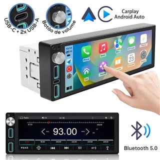 Central Multimídia 1Din IPS Full Screen 6.9 Pols, Android Auto e Carplay, Espelha Waze, Maps, BT, FM em Oferta na Shopee