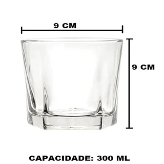 Jogo 6 Copos de Whisky Vidro 310ml Copo de Whisky Base Grossa Conjunto de Copos para Drinks e Bar