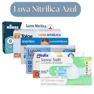 Luva Nitrílica Azul Descartável – Multi Marcas e Tamanhos (PP a G) | Sem Látex e Sem Pó em Oferta na Shopee