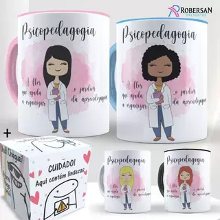 Caneca Personalizada Porcelana Psicopedagogia Psicopedagoga Café 325ml