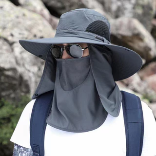 Chapéu De Montanhismo De Aba Grande Máscara De Pescador Chapéu De Proteção Solar Ao Ar Livre Chapéu De Sol Removível