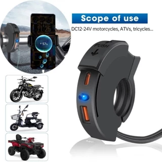 Carregador Universal QC3.0 Para Moto Com USB E Tipo C Carrega Celular 48W À Prova D'água