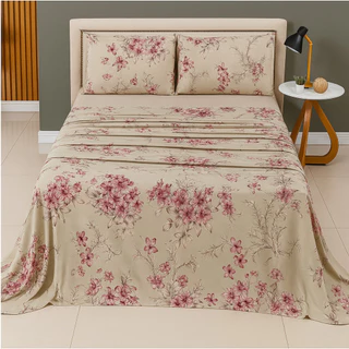 Lençol Casal Percal 200 Fios 4 Peças Extra Macio Estampado Conforto Premium para Noites Tranquilas em Oferta na Shopee