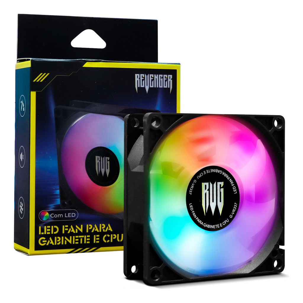 Cooler Para PC Processador CPU Gabinete Pc Ventoinha Air 8x8cm Led Rgb 12v