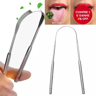 Raspador de Língua de Aço Inoxidável para Adultos - Limpa para Reduzir o Mau Hálito, Refrescar o Hálito e Melhorar a
