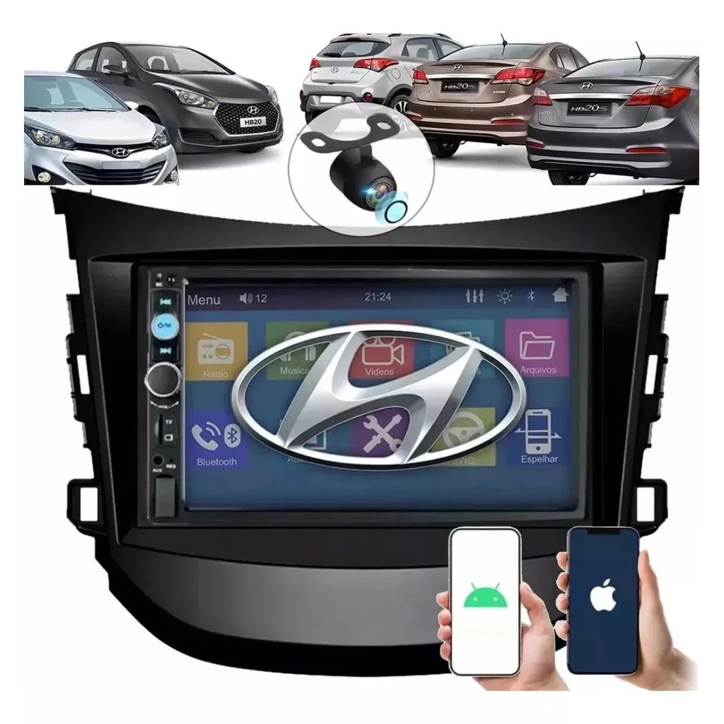 Central Multimidia Hb20 2012 2013 2014 2015 2016 2017 2018 2019 Camera De Ré Bluetooth Espelha