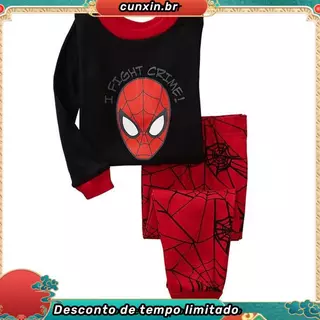 Conjunto Pijama Infantil de Manga Longa, Padrão do Super-Homem Homem-Aranha, Adequado para o Inverno de Outono em Oferta na Shopee