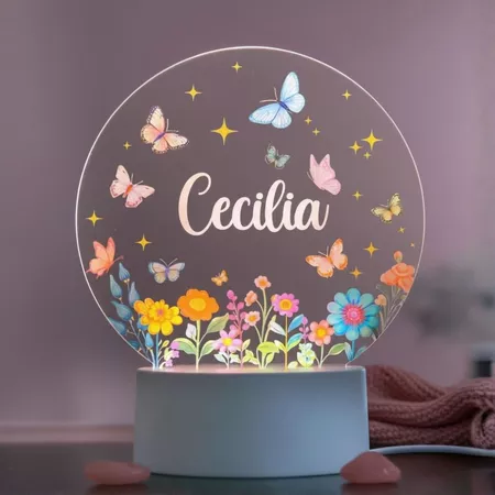 Luminária Para Quarto Menina Jardim Personalizada Com Nome A Sua Escolha Abajur Decoração Infantil