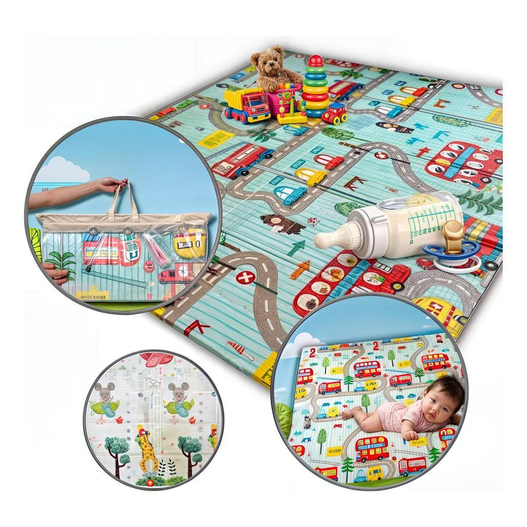 Tapete Infantil Emborrachado Dobrável Dupla Face 1 Cm Grosso | Shopee ...