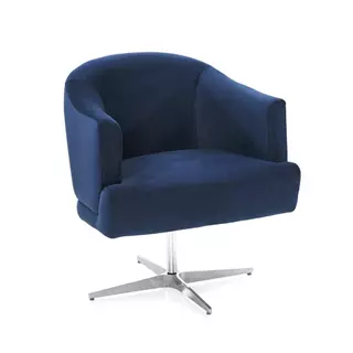 Poltrona Giratória para Sala Herval Roma, Veludo Azul em Oferta na Shopee