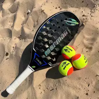 Raquete Mormaii Triax 24K Azul Concept Beach Tennis em Oferta na Shopee