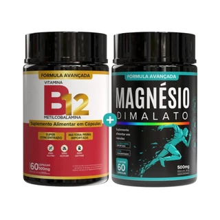 KIT VITAMINA B12 + MAGNÉSIO DIMALATO ENERGIA, DISPOSIÇÃO, FORÇA MUSCULAR - 120 CAPS em Oferta na Shopee